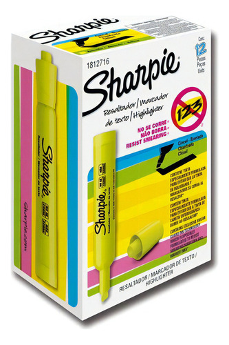 Marcatextos Sharpie Tank 1776904 Cincel Amarillo C/12pzas