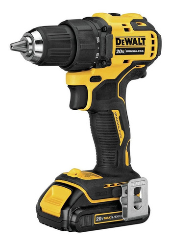 Imagen 2 de 3 de Taladro atornillador inalámbrico de 1.2" DeWalt DCD708C2 20V + accesorios con bolso