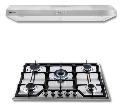Combo Parrilla De Gas Y Campana Extractora 80 Cm | Lu5ta80 Color Gris