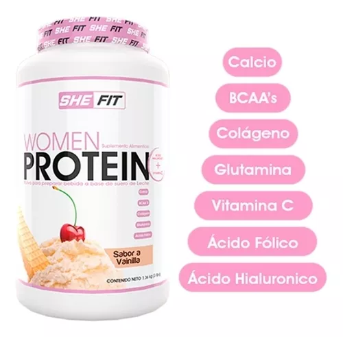 Proteína Bhp She Fit de 3 libras de proteína para mulheres com baixo sabor  de baunilha