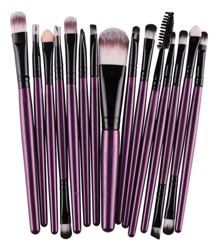 Set de 15 brochas de maquillaje Garumi M3064 morado