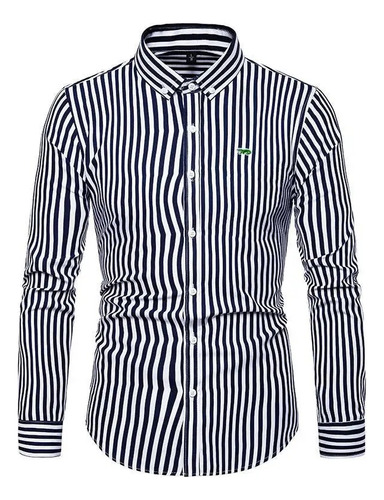 Blusa Casual De Rayas Bordada Para Hombre  Talla M  Vestido