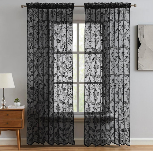 Cortinas De Encaje Elegantes Para Ventanas Traslúcidas 2pz