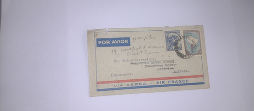 Argentina Sobre Vía Aérea 1941 Usado A Inglaterra 