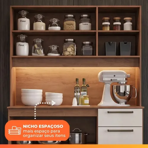 Armário de Cozinha Completa Pop Zanzini Nature/Off White 6 Portas