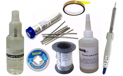 Kit Salva Chip Malha Fluxo Ferro Solda Escova Kapton