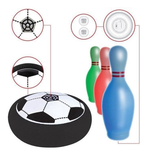 Kit Boliche Com Disco Flutuante E Pinos Iluminados