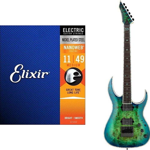 Encordoamento Elixir Cordas 011 Medium Nanoweb Para Guitarra