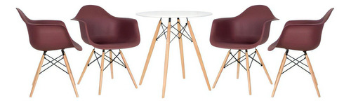 Conjunto Jantar Eames Mesa 70 Cm 4 Cadeiras Daw Cores Cor Mesa Branco Com Cadeiras Marrom