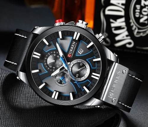 Relógio Masculino Curren Original Esportivo Couro S.2020