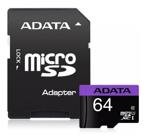 Memoria Micro Sd Adata 64gb Con Adaptador Sd Clase 10 80mb/s