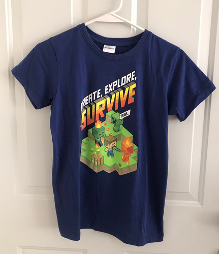 Playera Para Niño Minecraft Talla 8-10 Años Azul