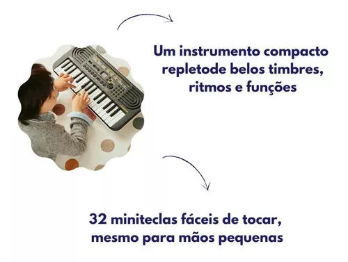 Mini Teclado Musical Infantil Casio SA-51 Casiotone com 32 Teclas