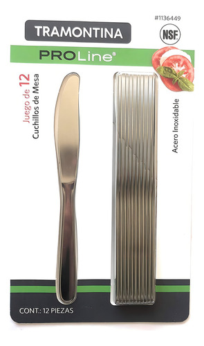 Juego De Cuchillos De Mesa Proline Tramontina 12 Pzas Color Acero