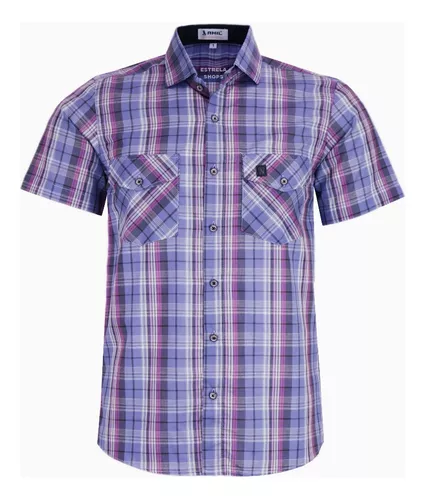 Camisa xadrez tecido com bolso - Venca - 073856