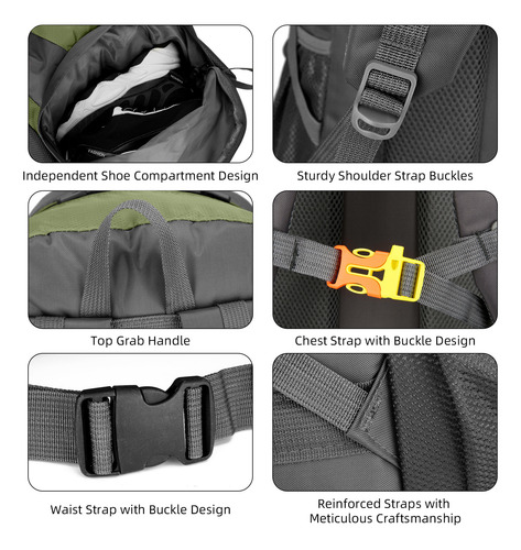Mochila De Acampada, Senderismo, Viajes, 50 Litros, Almacena