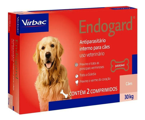 Endogard Vermífugo Para Cães 30kg C/ 2 Comprimidos - Virbac