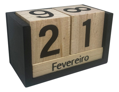 Calendário Cubos De Madeira Mdf Retangular 13 X 8 X 7cm 