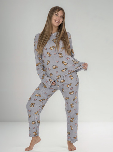 Pijama De Invierno Para Mujer Con Estampado De Animales