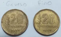 Comprar Variante - 20 Centavos 1973 - Canto Fino Y Canto Grueso