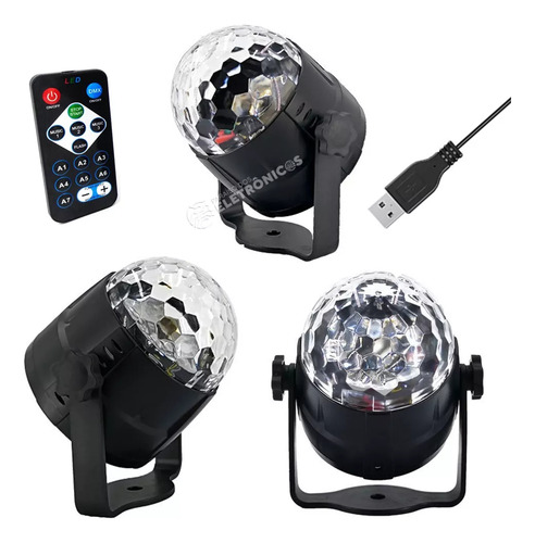 Mini Globo Jogo De Luz Rgb Com Controle Para Festa Dj Usb