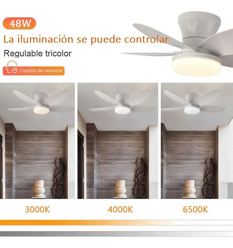 Lampara Ventilador De 42 Blanco 5 Aspas De Techo