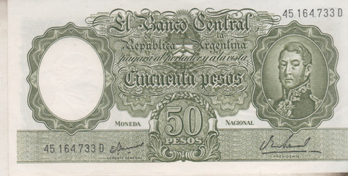 Billete Argentina $ 50 Moneda Nacional - Año 1969 - B 2028