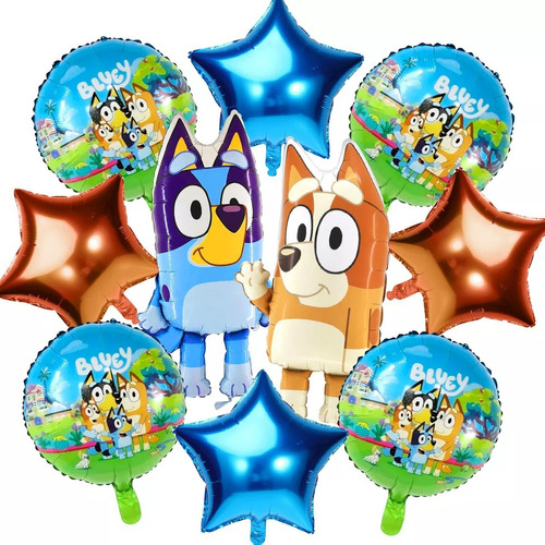 10 Piezas Para  Bluey Y Bingo  Sets De Globos  Fiestas Infan