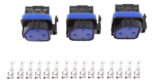 3x Relés Enchufe Conector Con Terminales 5 Clavija 40a Para