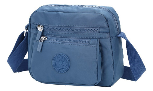 Morral Trendy 21993 C/bolsillos C/cierres Y Correa Algodón Acabado De Los Herrajes Azul Color Azul Correa De Hombro Azul Diseño De La Tela Lisa