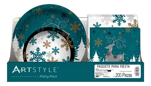 Paquete Desechables Para Fiesta Artstyle Navidad 200 Piezas