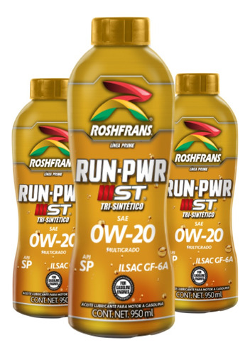 Aceite Para Motor Tri-sintético 0w-20 Roshfrans Run-pwr 950m