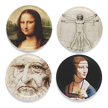 Juego De Imanes Buttonsmith Davinci Mona Lisa, Juego De 4 Un