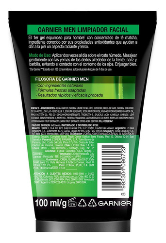 Imagen 3 de 6 de Limpiador Facial Matificante Garnier Men Oil Control 100ml