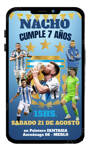 Tarjeta Cumpleaños Selección Messi Digital