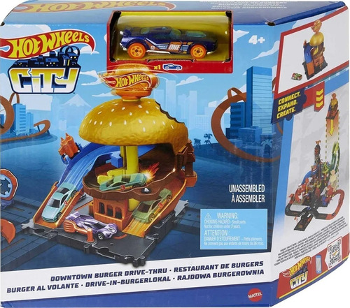 Hot Wheels City Autoservicio De Hamburguesa Con Auto 