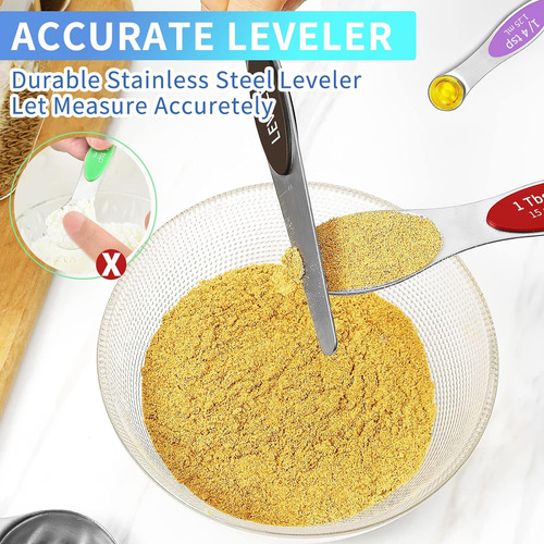 Juego De 9 Cucharas Medidoras Magnéticas De Acero Inoxidable
