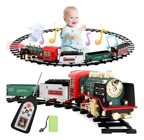 comprar Tren Eléctrico Humo Real Luz Y Sonido Carga Pasajero Niño Rc