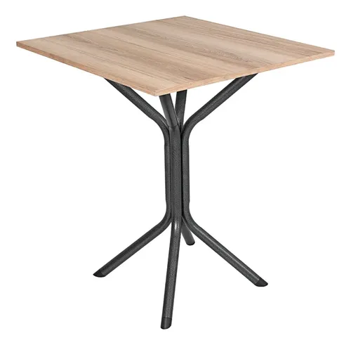 Mesa Cozinha Ciplafe X Tubo Preto Tampo Lam. Madeira 68cm