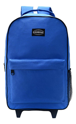 Mochila Escolar Carrito 17 Pulgadas Goodpak Lisa Nena Nene Color Azul Francia Diseño De La Tela Liso