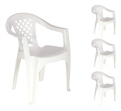 Conjunto 4 Cadeiras De Plástico Tramontina Resistente 154 Kg