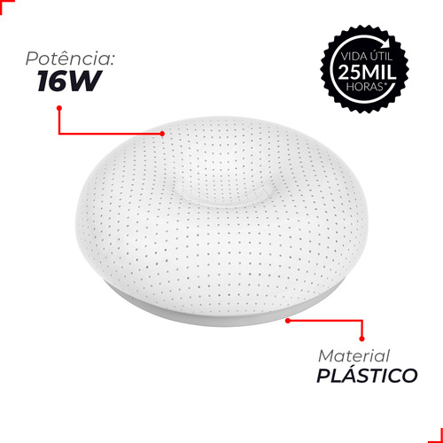 Lampada Led Plafon Iara 16w 1440lm 6500k Bivolt Avant Estrutura Branco 110V/220V (Bivolt)