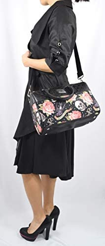 Cartera Estilo Rockabilly Tat Con Diseño De Calaveras Y Rosa