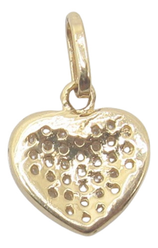 0736 Pingente Coração Com Zirconias Ouro 18k