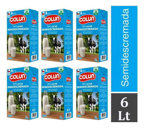 Leche Semi Descremada Colun 1 Litro Pack 6 Unidades