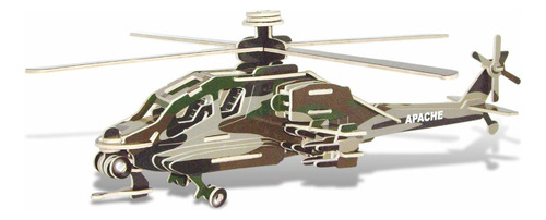 Rompecabezas 3d Apache Helicóptero De Madera De Construc Rmd