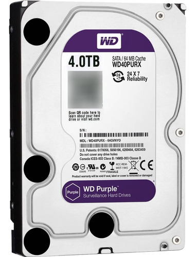 Disco Duro Mecánico Purpura Para Vigilancia 4tb 3.5 