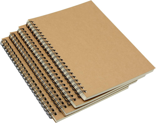 Cuaderno Espiral, 4 Unidades A5 Marrón Craft Softcover...