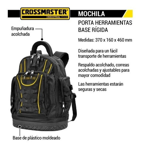 Bolso Mochila Para Herramientas Base Rígida Dura Crossmaster