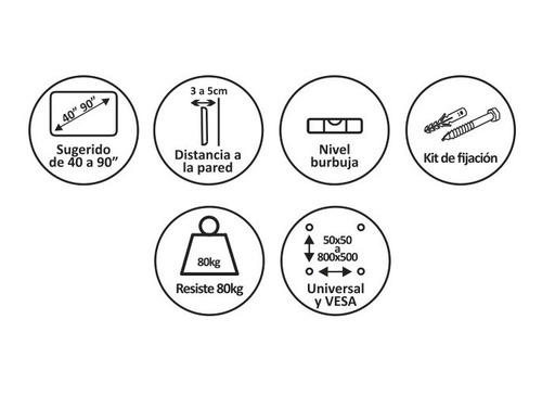 Imagen 4 de 5 de Soporte Tv Fijo De 40 A 90 Super Fuerte Hasta 80 Kg